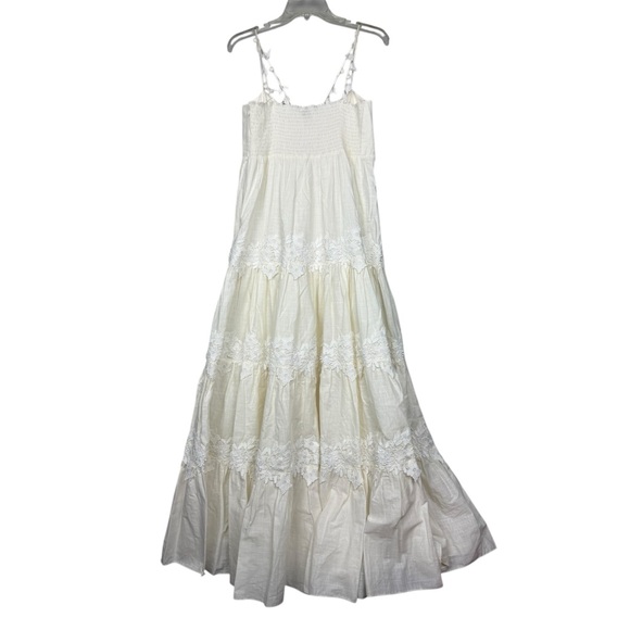 Anthropologie Sachin + Babi White Tiered 3D Floral Maxi Dress - Picture 3 of 8